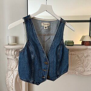 Madewell Women's Denim Crop Vest Top Pawley Wash size 00